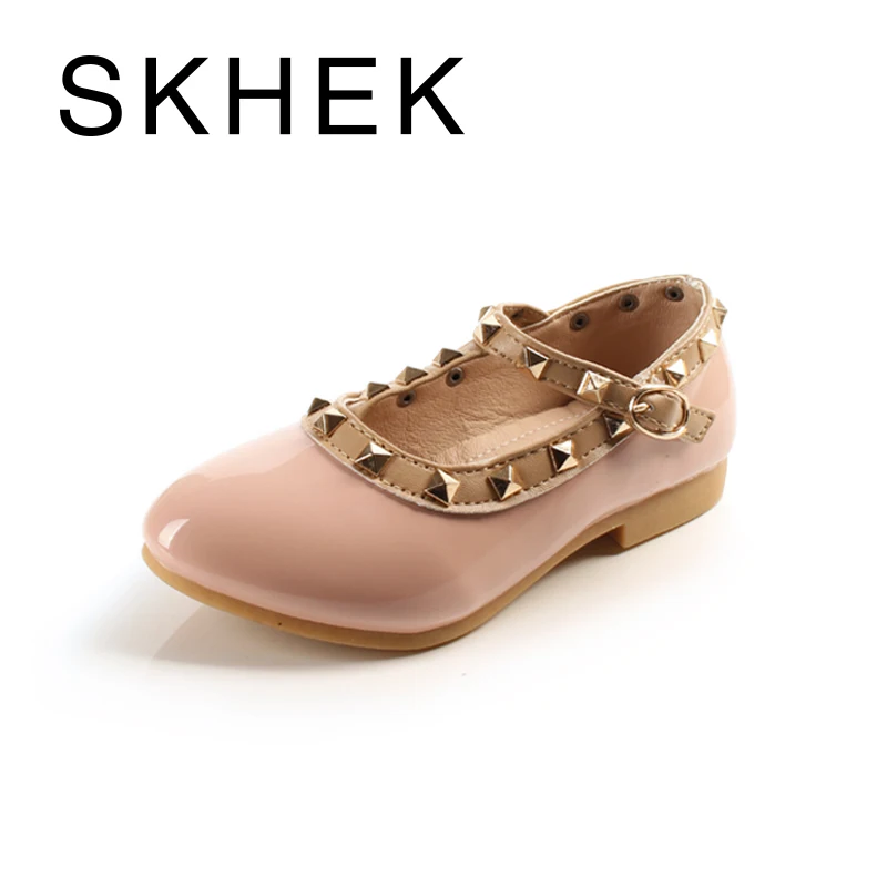SKHEK Brand New Заклепки девочек Детская обувь Детская Досуг Спортивная обувь Rubber Sole Breathable PU20172017 Модный отдых кроссовки кеды красовки - Цвет: pink