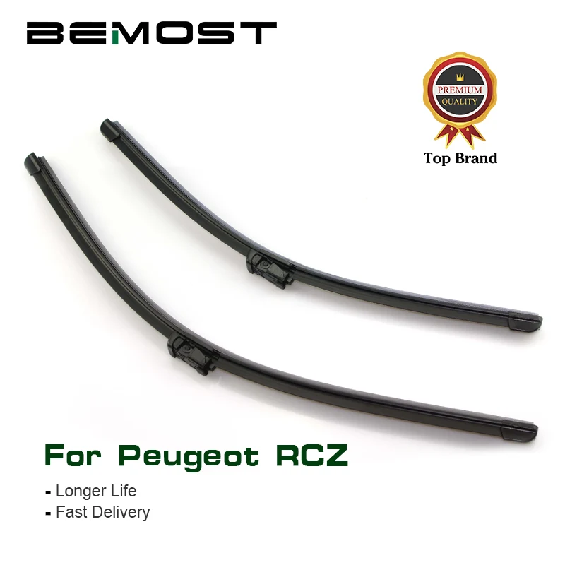 

BEMOST Car Natural Rubber Wiper Blades For Peugeot RCZ 26"+26"R , 2009 2010 2011 2012 2013 2014 2015 2016 Fit Push Button Arms