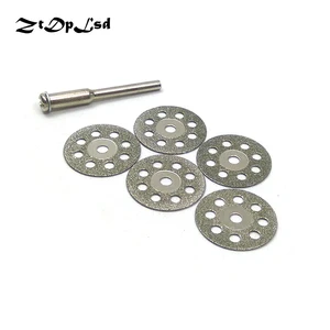 Алмазные режущие диски ZtDpLsd, комплект из 5 предметов, 20 мм, отрезное лезвие + 1 хвостовик 3 мм для роторного инструмента Dremel, абразивные диски, аксессуары для dremel