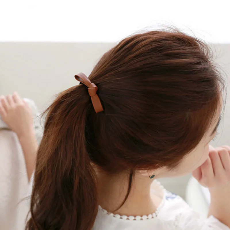 Hair headdress bow hair rope tie cortex ring rubber band Office simple accessories |