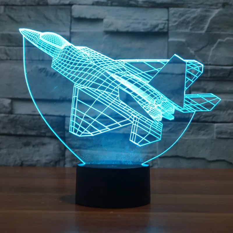 2016 Новый самолет 1 красочный 3D свет креативная сенсорная настольная лампа