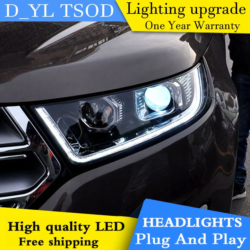 D_YL стайлинга автомобилей для Ford Edge фары кромкой светодиодный фары DRL Объектив Двойной Луч H7 спрятал bi Xenon объектива