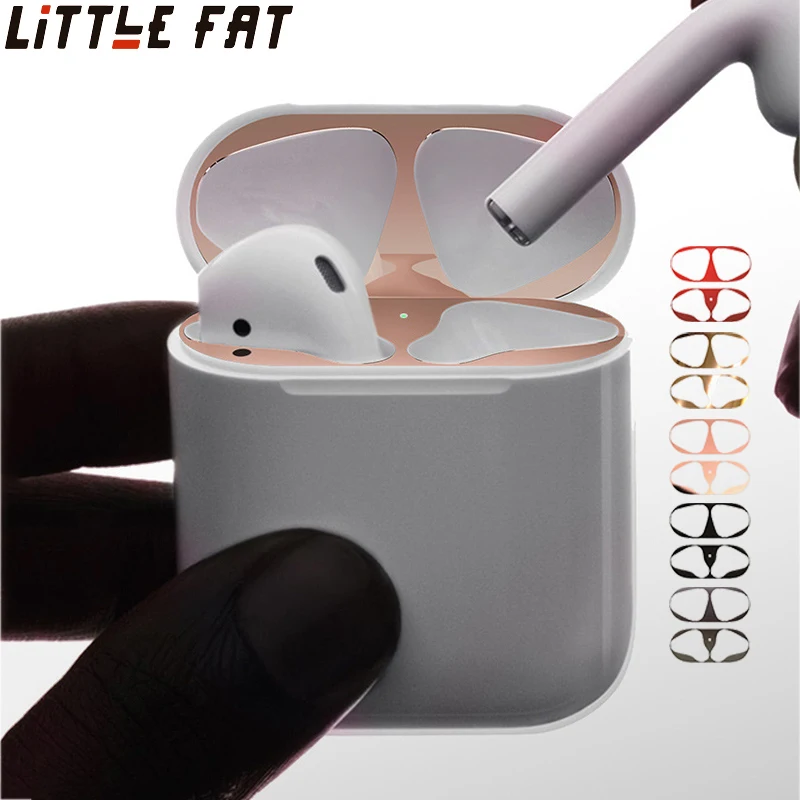 Металлическое покрытие защита от пыли наклейка для Apple AirPods чехол аксессуар