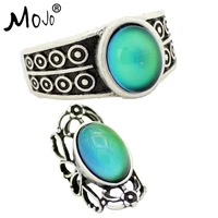 2pcs antique silver plated color changing mood rings changing color temperature emotion feeling rings set for womenmen 007 053