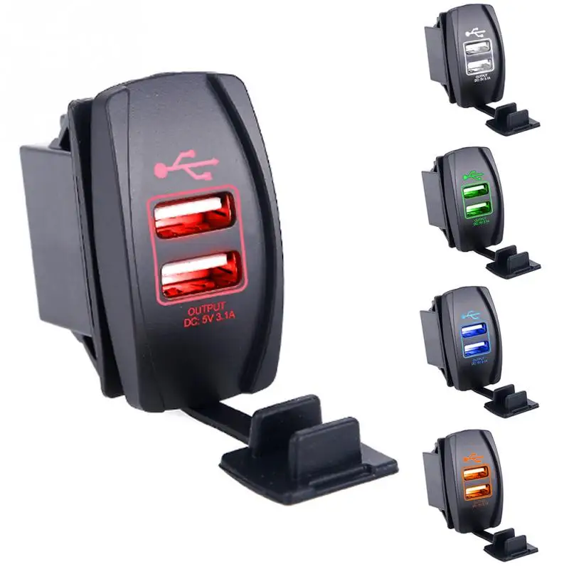 Автомобильный двойной USB розетка DC 12V 24V светодиодный гнездо индикатора Авто адаптер