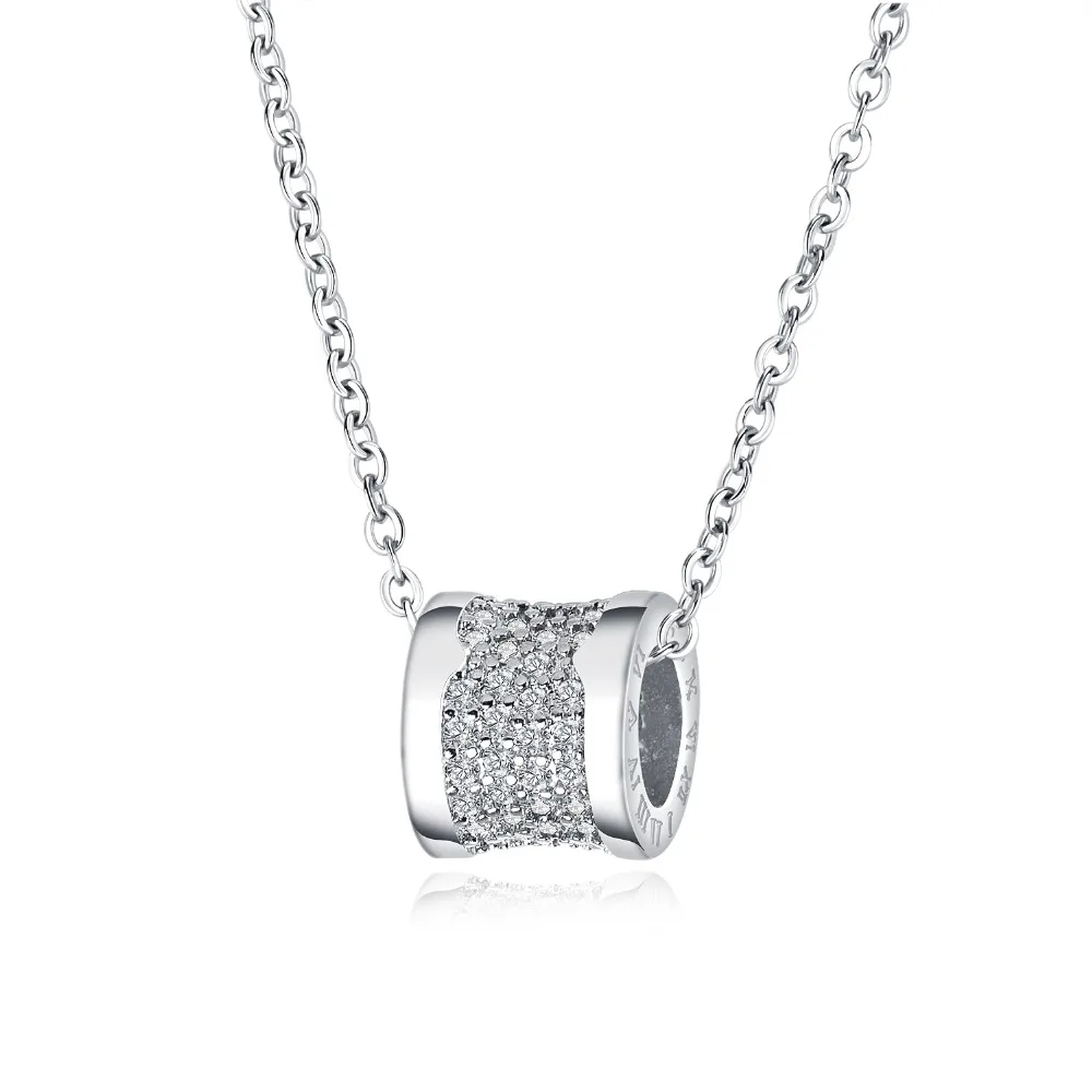 Rose gold wide-brimmed ladies wedding pendant necklace jewelry fashion stainless steel crystal 3-KX700 | Украшения и аксессуары