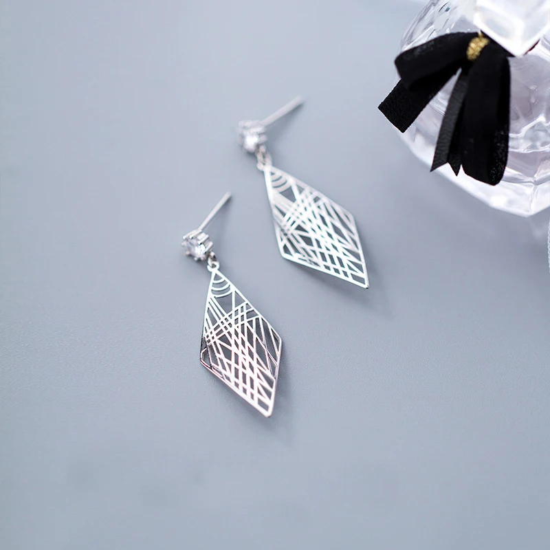 MloveAcc Solid Real 925 Sterling Silver Ethnic Texture Pattern Drop Earrings Unique Design Women | Украшения и аксессуары