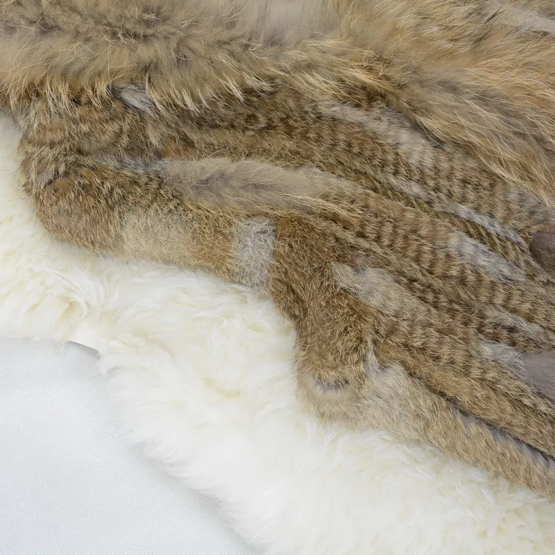 MLHXFUR 60 короткий вязаный жилет с капюшоном из кроличьего меха кардиган без рукавов