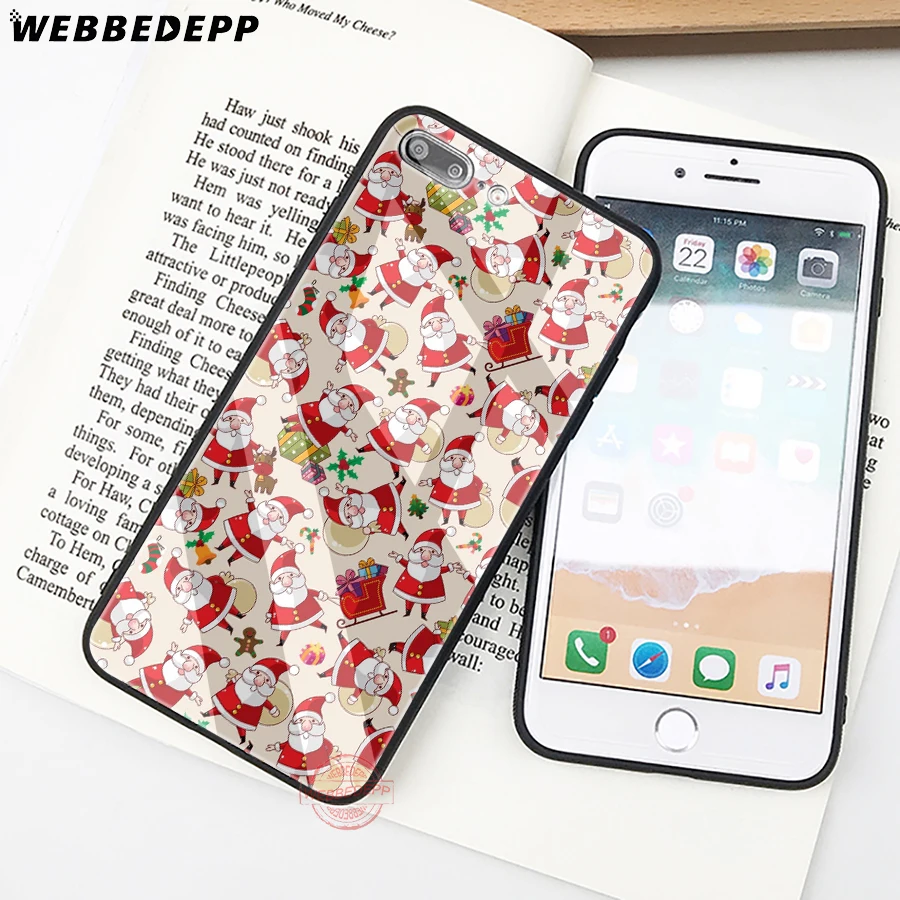 WEBBEDEPP Christmas Cute Santa Claus Elk snowman Tempered Glass Phone Case for Apple iPhone XS Max XR X 8 7 6S Plus 5S SE | Мобильные