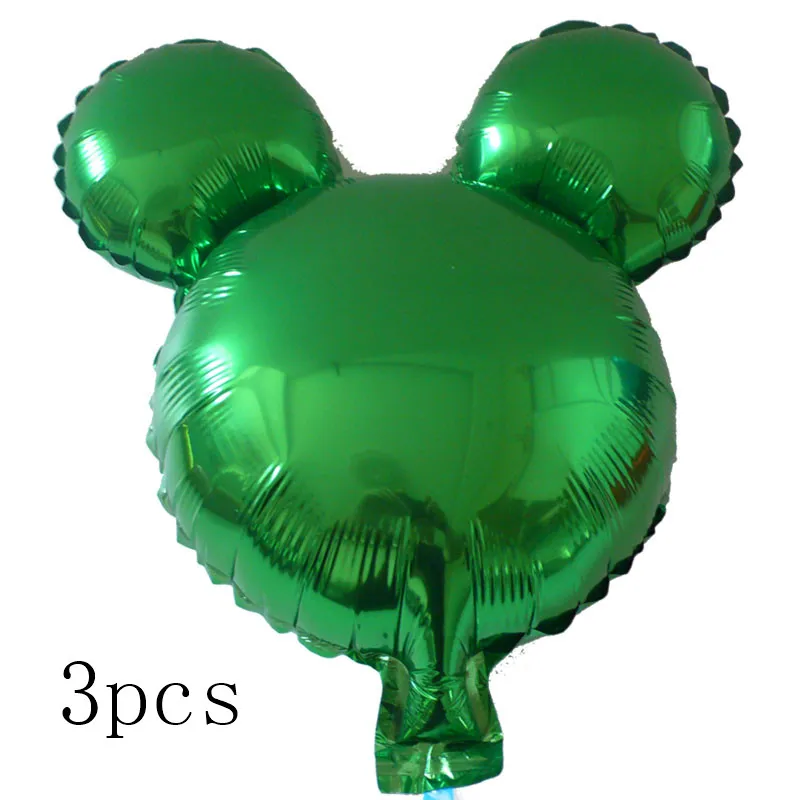3pcs mini green Гигантские 114 см воздушные шары в форме Микки, Минни мультфильм день рождения украшения гелиевые шары для детей день рождения Декор Классические игрушки - Цвет: 3pcs mini green