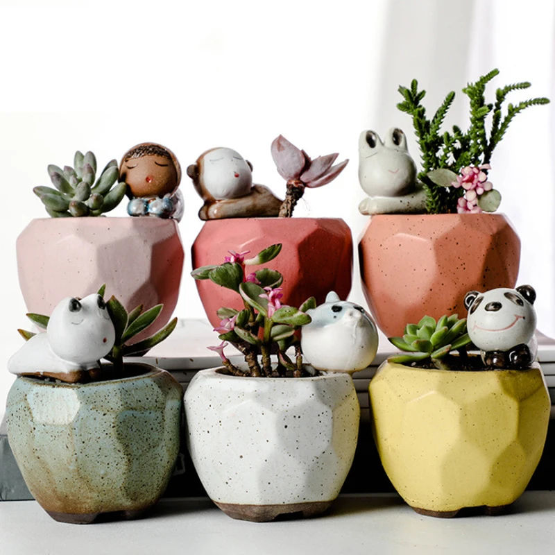 6 видов керамические животные цветочный горшок для кактуса суккулент бонсай