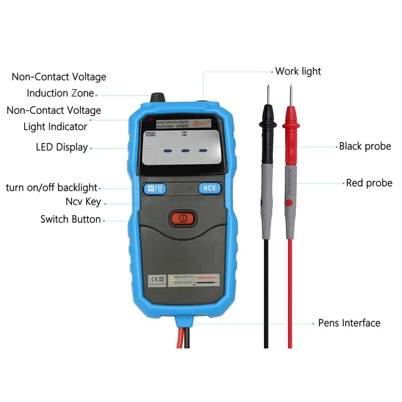 ADM06 Портативный Авто Диапазон Цифровой мультиметр AC/DC Вольтметр непрерывности