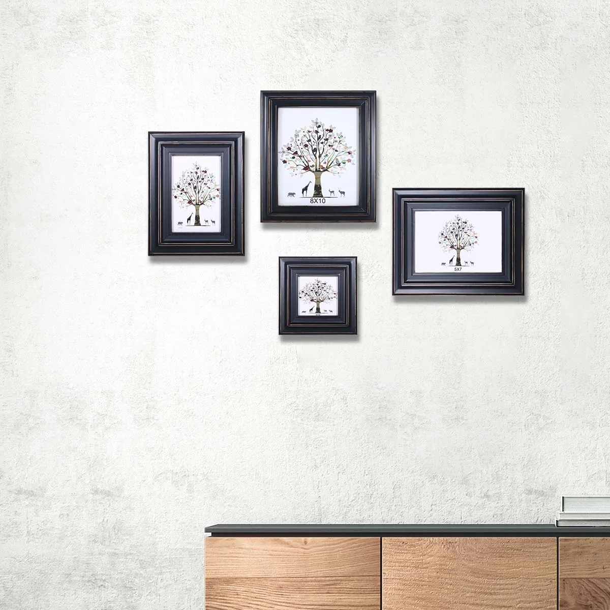 Черная деревянная фоторамка для фото дисплея настольное украшение рустикальная