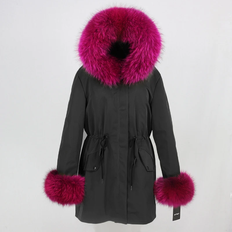 OFTBUY, пальто с натуральным мехом, зимняя куртка, Женская длинная парка, воротник из натурального меха енота, капюшон, Толстая теплая водонепроницаемая верхняя одежда, съемная