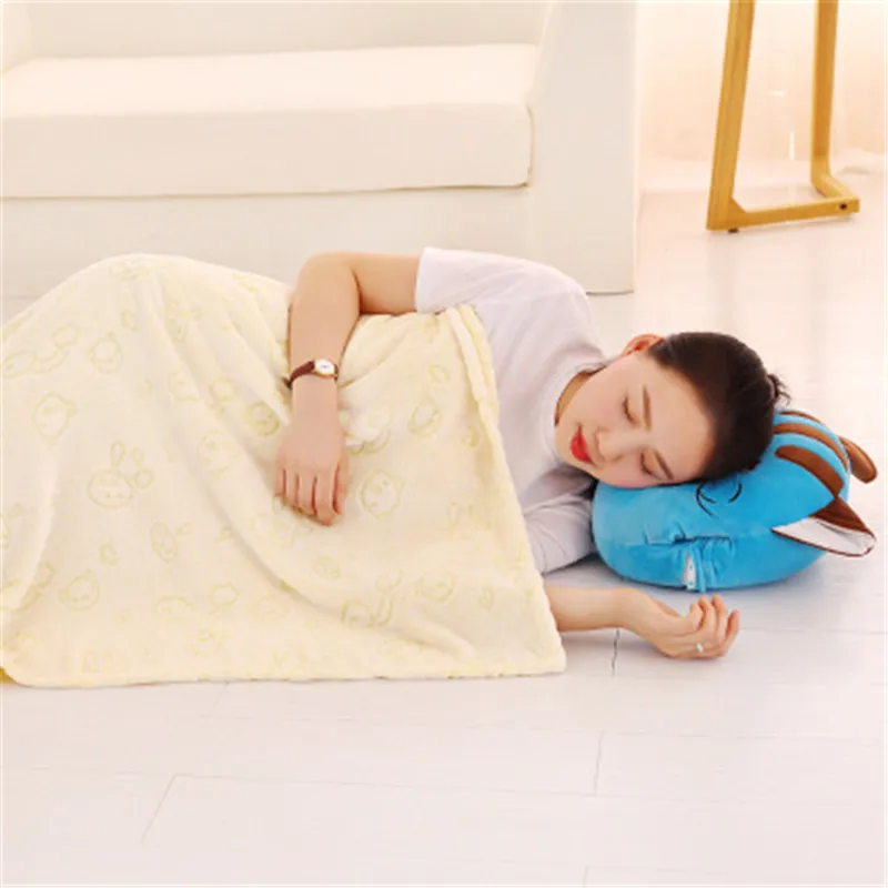 Cartoon flannel cute cat cushion blanket living room sofa car pillow is foldable air conditioning travel household items | Дом и сад