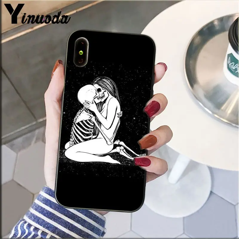 Yinuoda милый Скелет ТПУ мягкий силиконовый черный чехол для телефона для Apple iPhone 8 7 6 6S Plus X XS MAX 5 5S SE XR чехол - Цвет: A14
