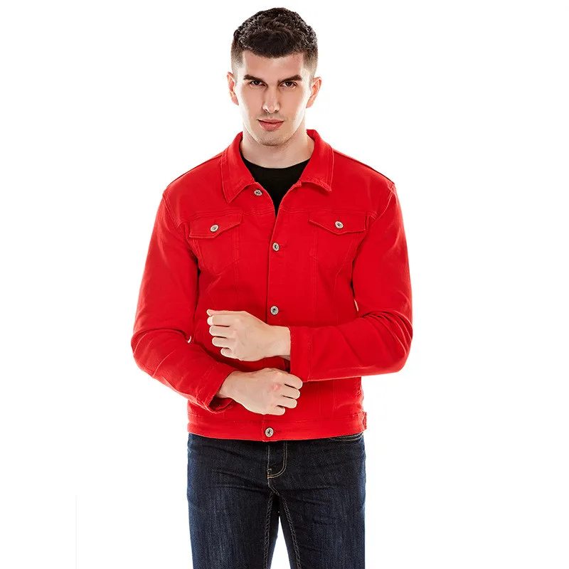 Модные для мужчин обувь мальчиков Slim Fit джинсовая куртка стрейч водителя