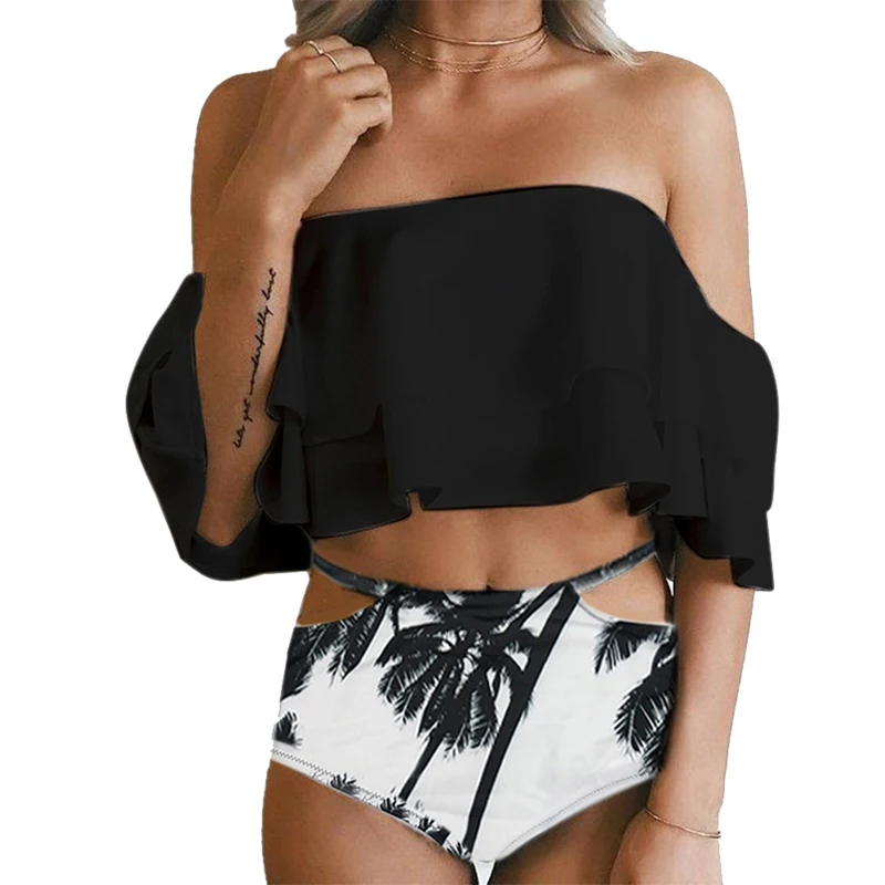 2018 Sexy Bikinis Women Flouncing Swimsuit Push Up Swimwear Bikini Set Beach Bathing Suit Swim Wear Off Shoulder Swimming Suits |