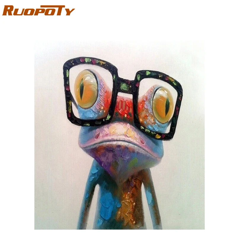 RUOPOTY diy рамка картина лягушка животные по номерам Акриловая ручная роспись маслом