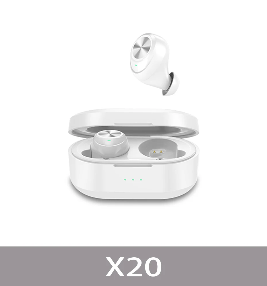 X20 White TWS X20 Bluetooth наушники с микрофоном настоящие беспроводные наушники стерео музыкальные гарнитуры водонепроницаемые с зарядным устройством для samsung iPhone - Цвет: X20 White