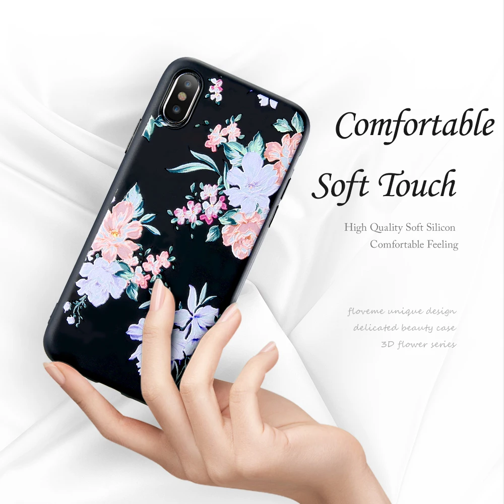 Мягкий силиконовый чехол FLOVEME для iPhone X 7 8 plus милый телефона 6 6s с объемным
