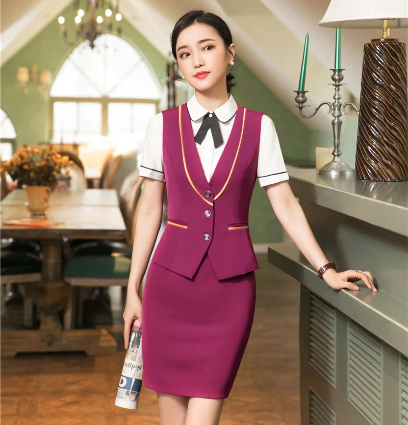 Новинка 2019 женский жилет и женские деловые костюмы комплект из двух предметов с