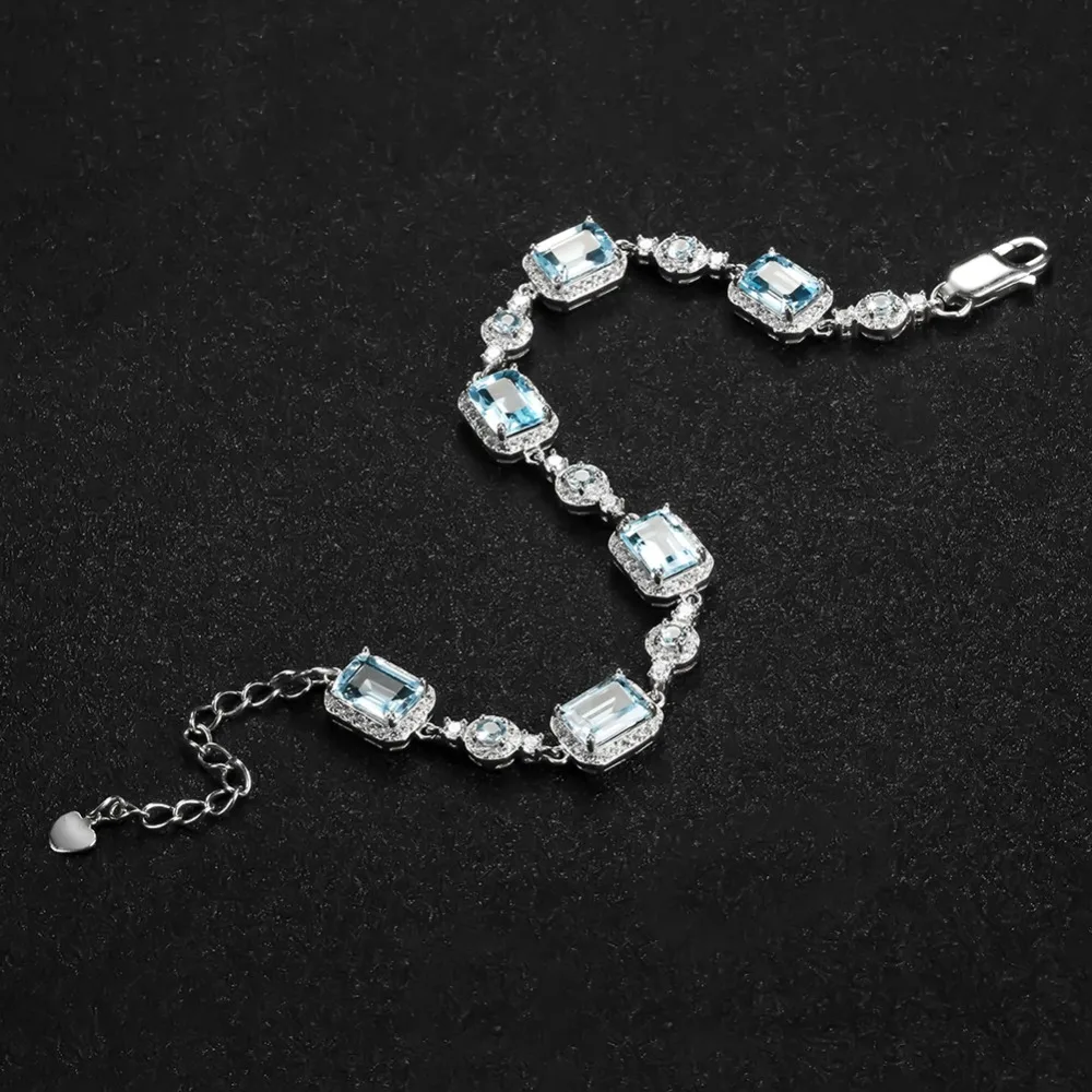 Женский браслет из серебра 925 пробы с натуральным голубым топазом 19Ct | Украшения и