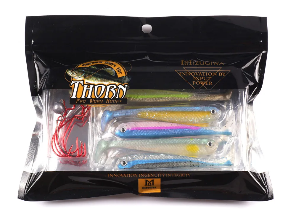 Mizugiwa 12 шт./компл. качели ударный Шинель для хвоста Minnow Jighead Swimbaits крючки Червяков