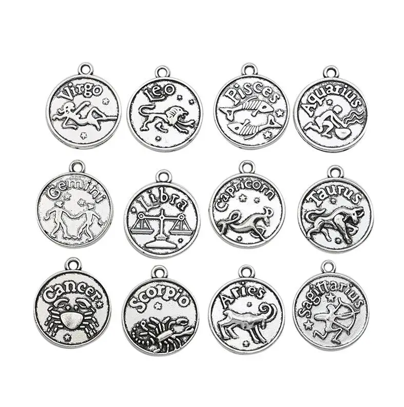 Kjjewel античный покрытый серебром, бронзой зодиака все созвездие очарование кулон ювелирные изделия аксессуары "сделай сам" для изготовления аксессуары для волос ручной работы 20x18 мм - Окраска металла: Покрытие антикварным серебром