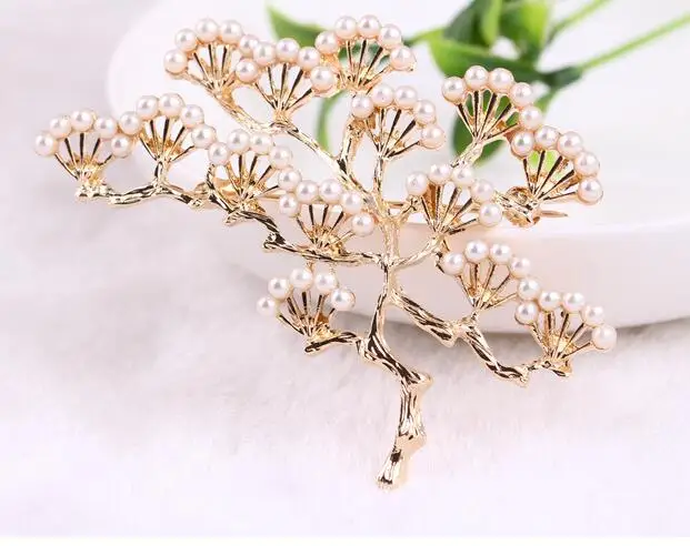Pine tree design brooch alloy fashion pearl pin brooches for lover meaningful gift hot sale accessories | Украшения и аксессуары