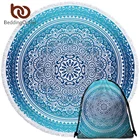 Постельные принадлежности, богемное круглое пляжное полотенце небесно-голубого цвета с кисточками, мандала, гобелен, коврик для йоги, цветочное покрывало в богемном стиле