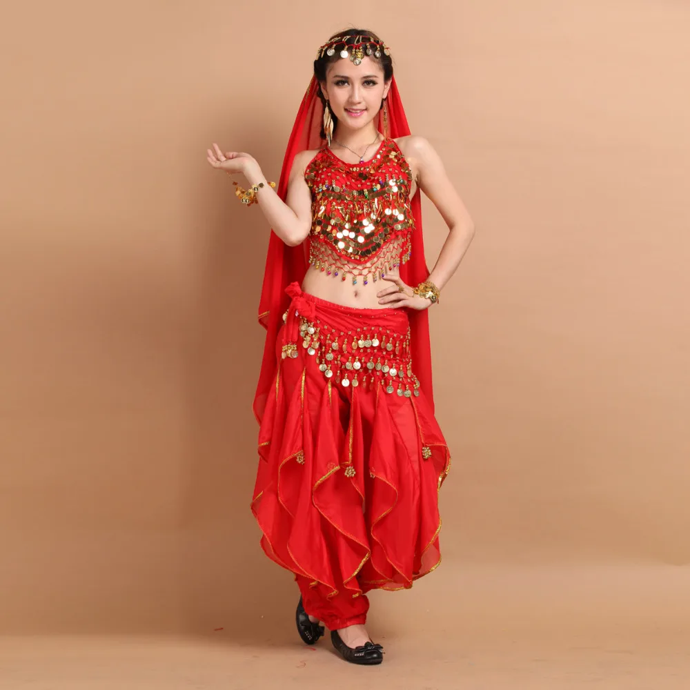 Костюм для танца живота из 4 предметов костюм Болливуда индийское платье женский