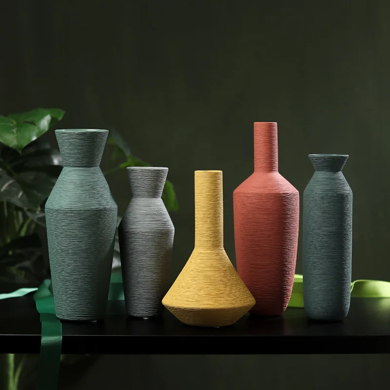 Керамическая ваза Morandi Красный Желтый Серый Синий Зеленый настольные вазы для цветы для домашнего декора аксессуары современные