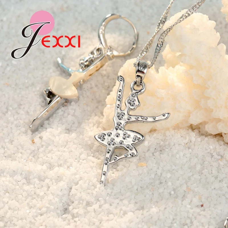 Ожерелье/серьги женские из серебра 925 пробы с белым платьем|girls jewelry set|jewelry setsnew sets |