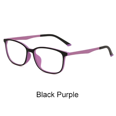Black Purple Двух часах очки женские, мужские Ультра легкие TR90 рамка очки Женские квадратные очки Рамка для оптического близорукость очки X1655 - Цвет оправы: Black Purple