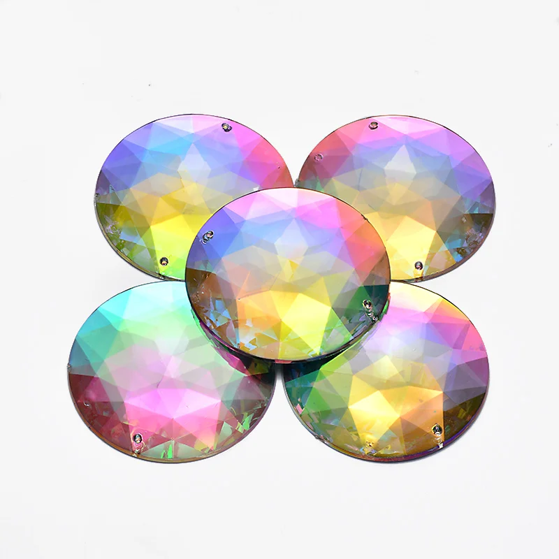 JUNAO 52mm Big Clear White Crystal Sewing Rhinestones Acrylic Beads Flatback Strass Crystals Applique Round Stones for Clothes | Дом и сад