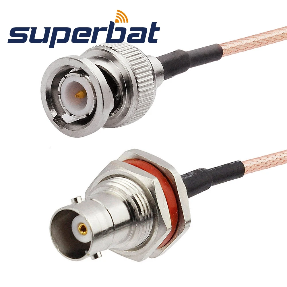 Superbat BNC Male Straight to BNC Female Bulkhead with O-ring Straight Pigtail Cable RG316 30cm