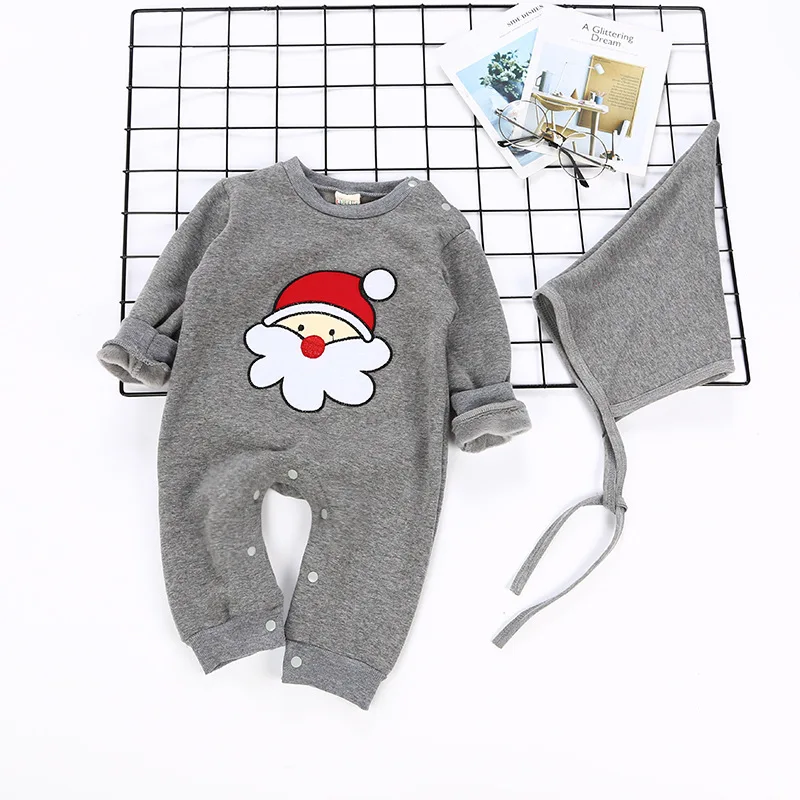 Зимние флисовые комбинезоны для маленьких мальчиков и девочек Рождественские