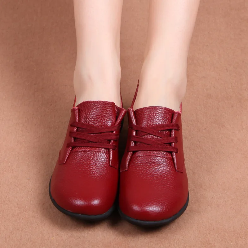 Plus Size 43 Ballet Summer Cut Out Women Genuine Leather Shoes Woman Flat Flexible Round Toe Nurse Casual Fashion Loafer | Обувь