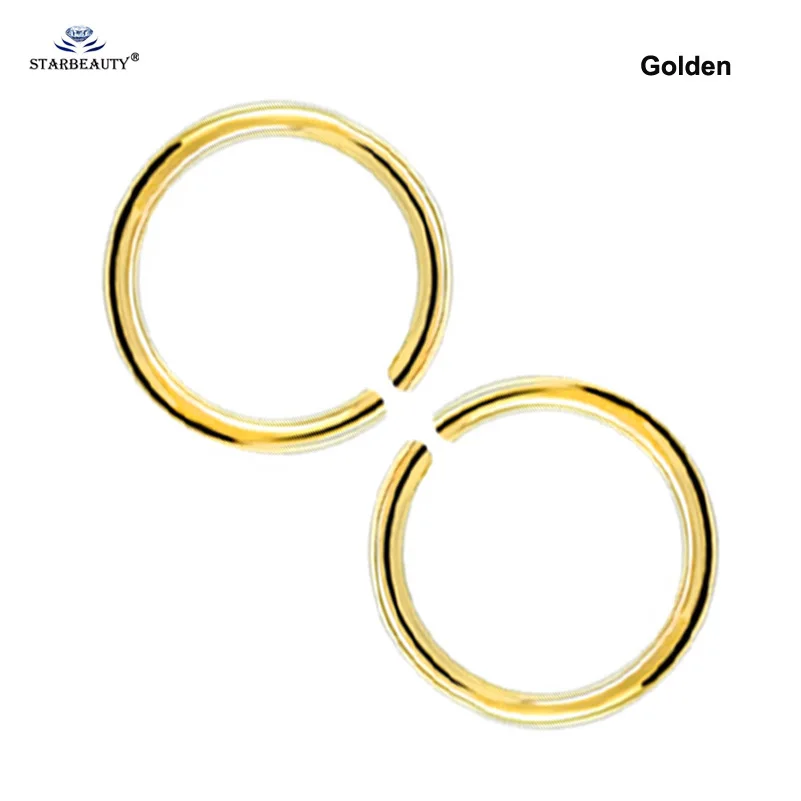 Golden x 2pcs 2 шт 20 г 0,8 мм Тонкий поддельный нос кольцо перегородка спираль ноздри пирсинг Лабрет губы поддельные пирсинг титана хряща поддельные серьги обруч - Окраска металла: Golden x 2pcs