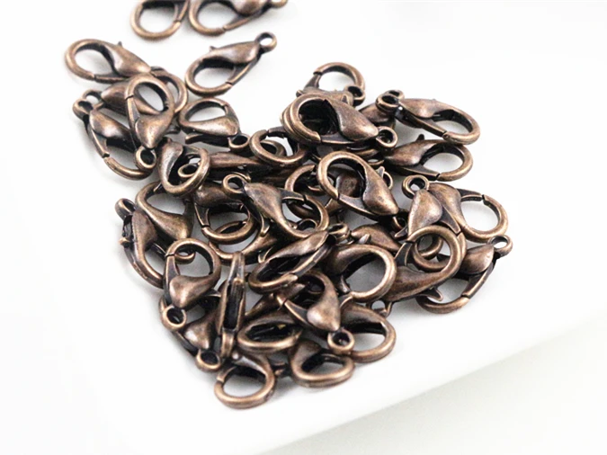 Antique Copper 10x5 мм/12x6 мм, 50 шт./лот, 9 цветов, модные ювелирные изделия, застежка-карабин из сплава, крючки для ожерелья и браслета, цепочки, сделай сам - Цвет: Antique Copper