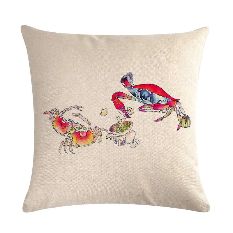 Наволочка для подушек с рисунками рыб креветок крабов подушка &quotулитка&quot Чехол