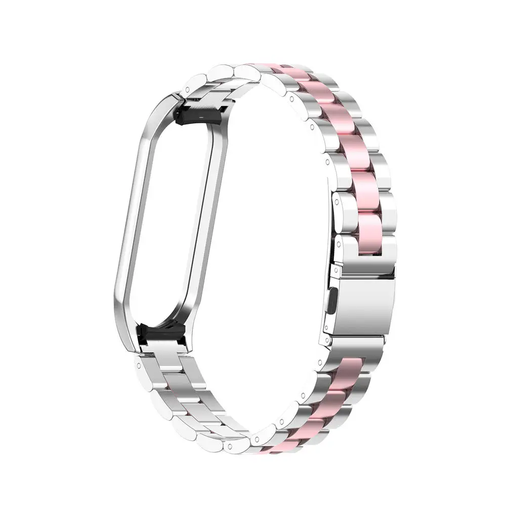 Middle Pink Сменный металлический ремешок Mi Band 4, браслет из нержавеющей стали, напульсники MiBand 3, ремешок для Xiaomi mi band 4+ металлический корпус - Цвет ремешка: Middle Pink