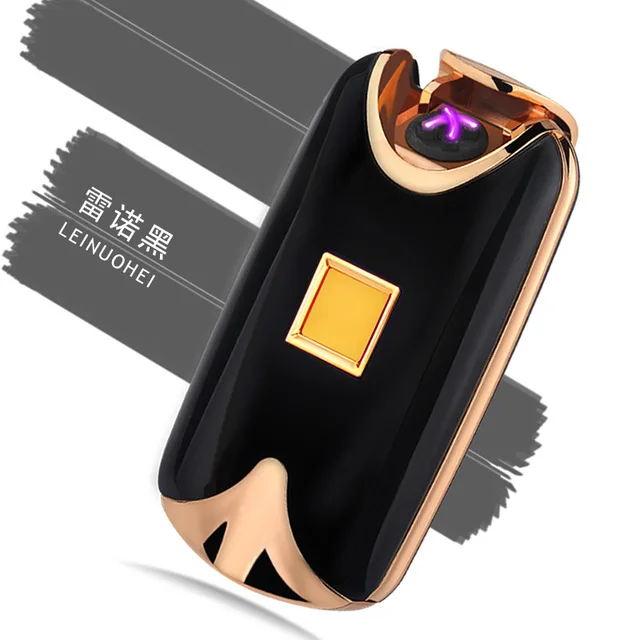 Индукционная Usb перезаряжаемая Зажигалка Isqueiro De Plasma, электрическая двойная дуга, ветрозащитная зажигалка, зажигалка для сигар, HY-8017 - Цвет: Black