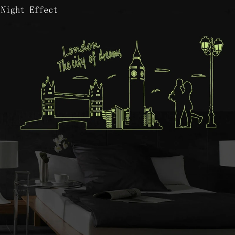 Настенные наклейки City dreams светящиеся в темноте украшение для спальни сделай сам