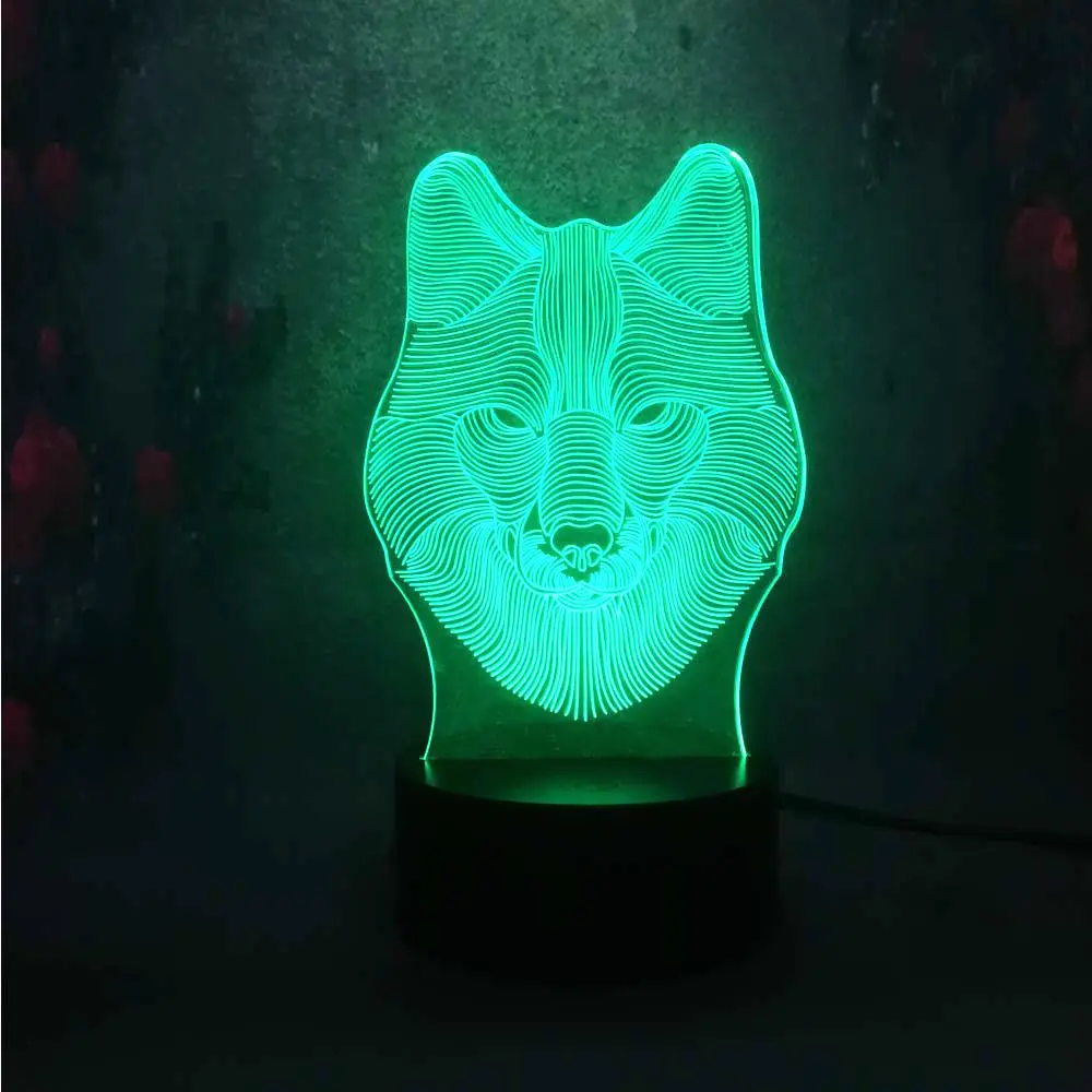 Светодиодный ночник Fericious Wolf Face 7 цветов светодиодный светильник из лавы 3d