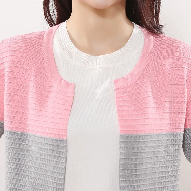 Women's Cotton Top Medium-long Outerwear Cardigan Spring and Autumn Sweaters Stripe Slim Bottoming Knitted Cardigans |
