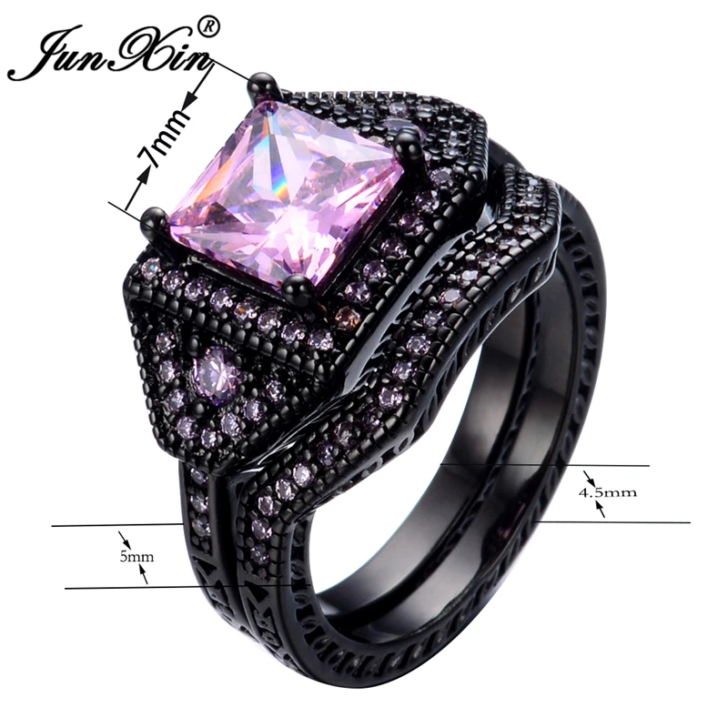 Комплект колец JUNXIN с фианитом ААА высокого качества винтажные Свадебные кольца