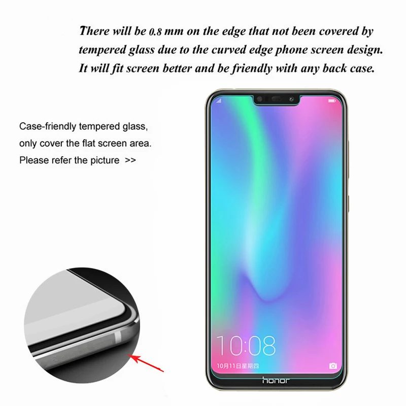 Закаленное стекло для Huawei Honor 8C не полностью покрывающее Защитное HD прозрачная