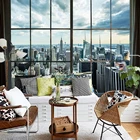 Пользовательские фото обои Нью-Йорк здание окно пейзаж Фото Фреска украшение дома гостиной украшение Фреска